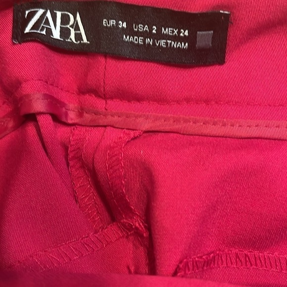 Zara Sz 2 Fuchsia pink flat  front ankle pants with pockets - Picture 5 of 10